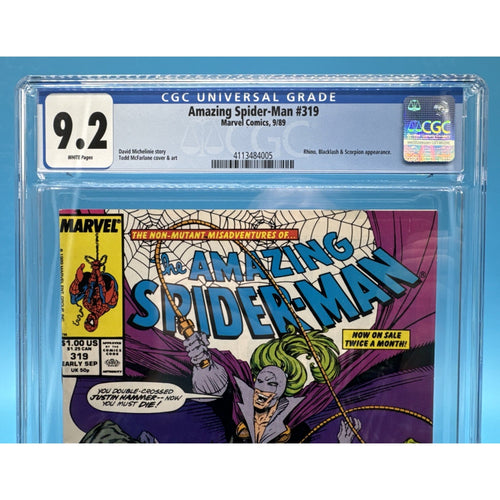 Amazing Spider-Man #319 CGC 9.2 White Pages McFarlane Art ,Rhino, Marvel 1989
