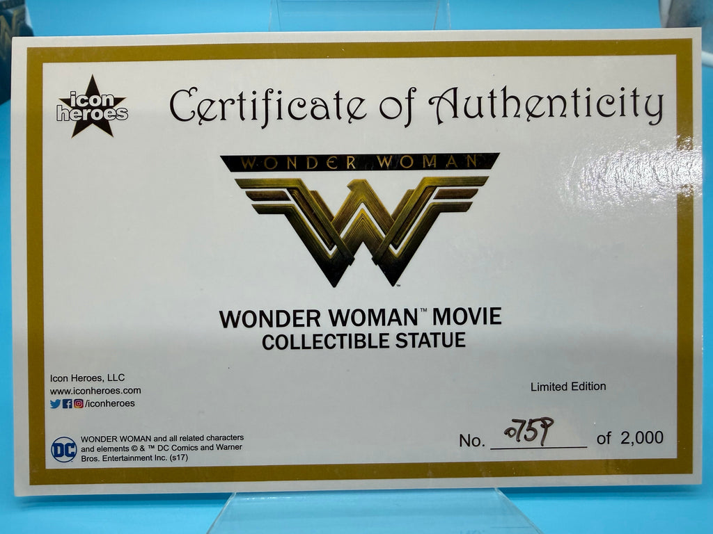 (NEW but Minor Damage) Wonder Woman Movie Collectible Statue – Icon Heroes Limited Edition (No. 759 of 2,000)