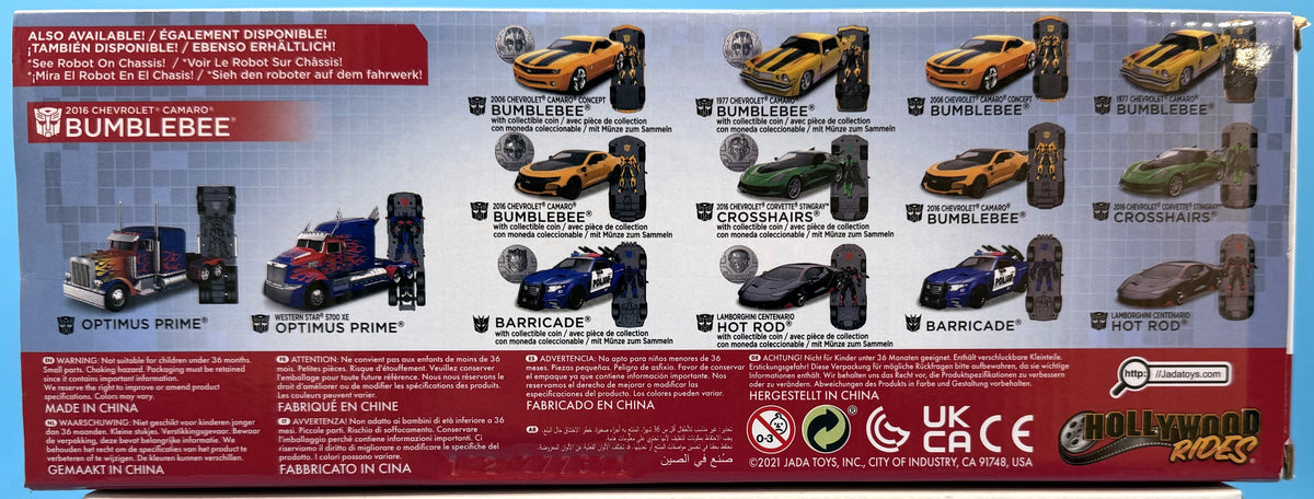 NEW Jada Hollywood Rides Transformers Bumblebee 2016 Chevrolet Camaro 1:24 Die-Cast with Collectible Coin