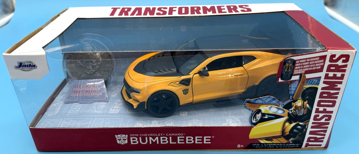 NEW Jada Hollywood Rides Transformers Bumblebee 2016 Chevrolet Camaro 1:24 Die-Cast with Collectible Coin